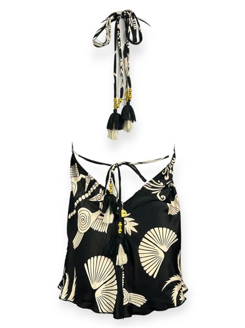 top donna scollato sulla schiena nero e beige Pahiesa Formentera | TP2415150